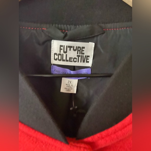 Future Collective Kahlana Barfield Brown Bomber Jacket Red X Target - Picture 4 of 7